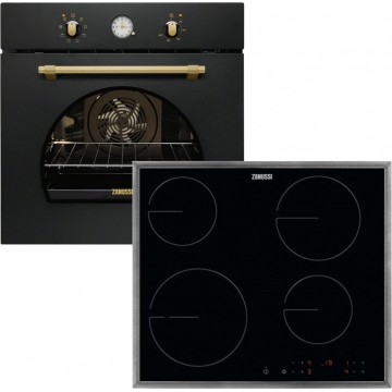 Zanussi ZOB33701CR + ZHRN642X Φούρνος άνω Πάγκου 72lt με Κεραμικές Εστίες Π59.5εκ. Μαύρος